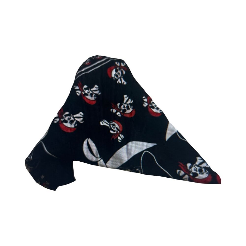 Pirate Bandana Skull Crossbones Black Red Head Scarf Biker Goth Costume